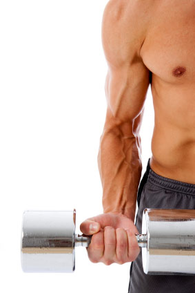 Image of muscle builder lifting a bar bell